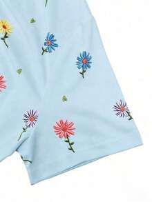 Camiseta de manga corta con estampado floral, camiseta de verano, blusa refrescante para damas, camiseta estética - Multicolor 14 - Ver 5