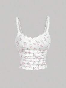 Camiseta de mujer con parche de encaje y decoración de lazo - Multicolor 9 - Ver 7