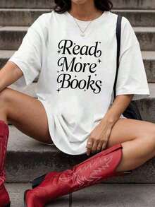 Women's Casual Short-Sleeved T-Shirt With Print, Loose Design, Pure Cotton, Breathable And Sweat-Absorbent, Suitable For A Casual Daily Look, For Going To Work And For Wearing On The Street. - 白色 - 查看 4