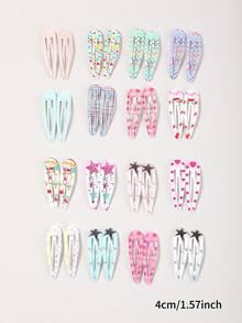 20pcs Girls' Multi-Color Star, Wave, Heart Shaped BB Hair Clips, Bangs Clips, Versatile Daily Use - Multicolor - View 3