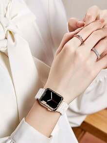 1條優雅白色樹脂錶帶適用於Apple Watch 38mm 40mm 41mm 42mm 44mm 45mm 46mm 49mm，奢華樹脂錶帶，時尚智慧手錶錶帶，相容於Apple Watch Ultra 11 10 9 8 7 SE3 6 5 4 3 2 1，時尚智慧手錶錶帶配件 - 白色 - 查看 5