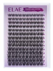 ELAE Premium Individual Lash Clusters, DIY Eyelash Extensions At Home, 3D Fluffy Volume Fox Eye Cat Eye Faux Mink Fake Lashes, D Curl 8-14mm Mixed Length, Soft Band, Reusable Dramatic Salon Quality - Tóc bồng bềnh (8-14mm) - Xem 8