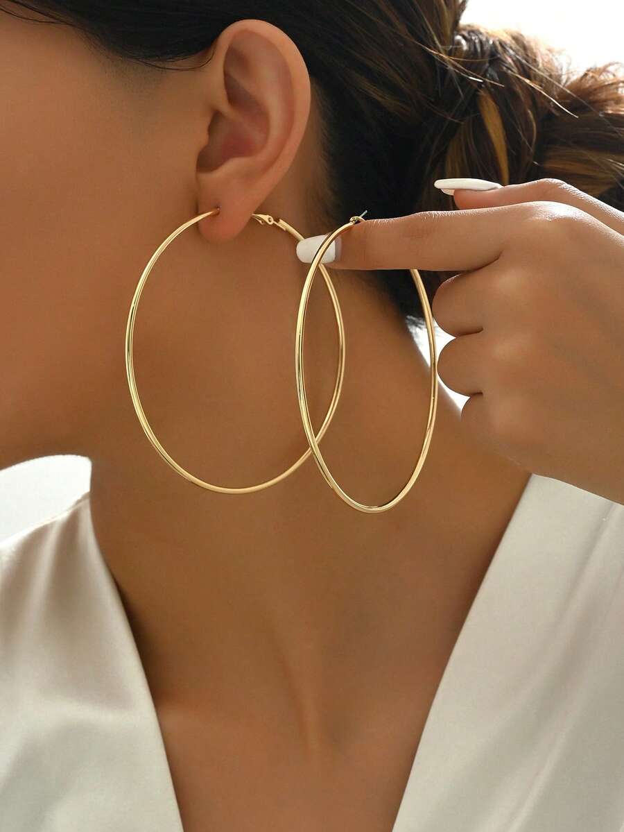 1 Pair Minimalist Creative Fashion Personalized Versatile Delicate Earrings, Suitable For Daily Wear - Gold - View 1