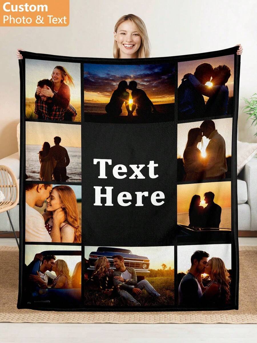 1pc Customized Photo Fleece Blanket, Funny | Custom Blankets | Fathers Day Gift | | Father's Day Gift | Throw Blanket | Customizable Things | Mom Gifts | Dorm Decor, Personalized Fleece Blanket With Family, Pet, Couple Photos, Great Gift For Mother's Day, Father's Day, Valentine's Day, Carnival, Easter, Thanksgiving, April Fool's Day, Back To School, Office Nap, Private Custom Blanket, Holiday Blanket, Breathable, Lightweight ,For Family | - 款式-11 - 查看 1
