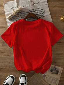 Soft 100% Cotton T-Shirt. Women's Summer T-Shirt With Modern Prints, Casual T-Shirt, 180 Grams. Breathable Cotton Tee, All-Around Cool. - 紅色 - 查看 2