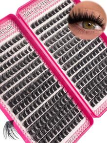 D-Curl Fluffy Eyelash Extensions, 384/336/280 Pcs Thick Lashes, Beginner DIY Eyelash Extension Kit, Delicate Cluster Lashes, Natural Voluminous Individual Lashes, Single Lash Clusters, Lash Storage Book, Cluster False Lashes, Home DIY Lash Extension, Cluster Fake Lashes, Single False Lashes, Fake Eyelashes - D - View 4