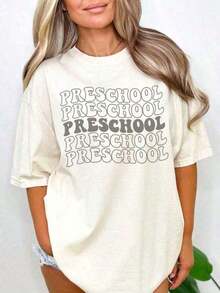 Camiseta para Maestros de Preescolar, Camiseta para Maestros de Preescolar, Camiseta para el Primer Día de Preescolar, Camiseta para Regreso a Clases, Camiseta para el Día del Maestro, Camiseta de Algodón 100% de Corte Holgado, Manga Corta, Estilo Clásico, Algodón Grueso, Camiseta con Estampado Gráfico, Top Casual de Manga Corta para Mujer, Ropa Deportiva de Manga Corta - Tops de Primavera - Tops de Verano - Conjuntos de Vacaciones para Mujer - Tops de Pascua para Mujer - Ropa de Verano 100% Algodón - Estilo Urbano Vintage Unisex, Camiseta de Manga Corta de Algodón Holgada con Cuello Redondo, Blusas para Mujer. blusas.blusas casuales para dama. - Blanco - Ver 6