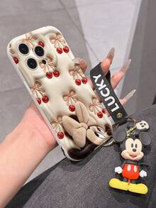 Disney Mickey Mouse Clubhouse Phone Case : 3D Fluffy Pattern Border Protector Phone Soft Phone Case With A Free Cute Mickey Bracelet Chain Lanyard, Mickey, Minnie, Goofy, Donald Duck, Daisy Duck, Pluto, For Apple 17 Promax 17 Pro 16 15 14 13 12 11 Pro Max XS Max X XR Soft Cover Summer Phone Case - 白色 - 查看 6