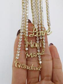 Quà tặng Ngày của Mẹ bằng vàng 18K thời trang - Dây chuyền khắc chữ "Mẹ/Mẹ yêu" - Dây chuyền cổ áo thời trang và cá nhân hóa - Vàng - Xem 1