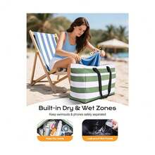 Large Beach Bags For Women, Waterproof And Sandproof Beach/Pool Bag With Wet Compartment And Zipper - Royal Blue - View 5