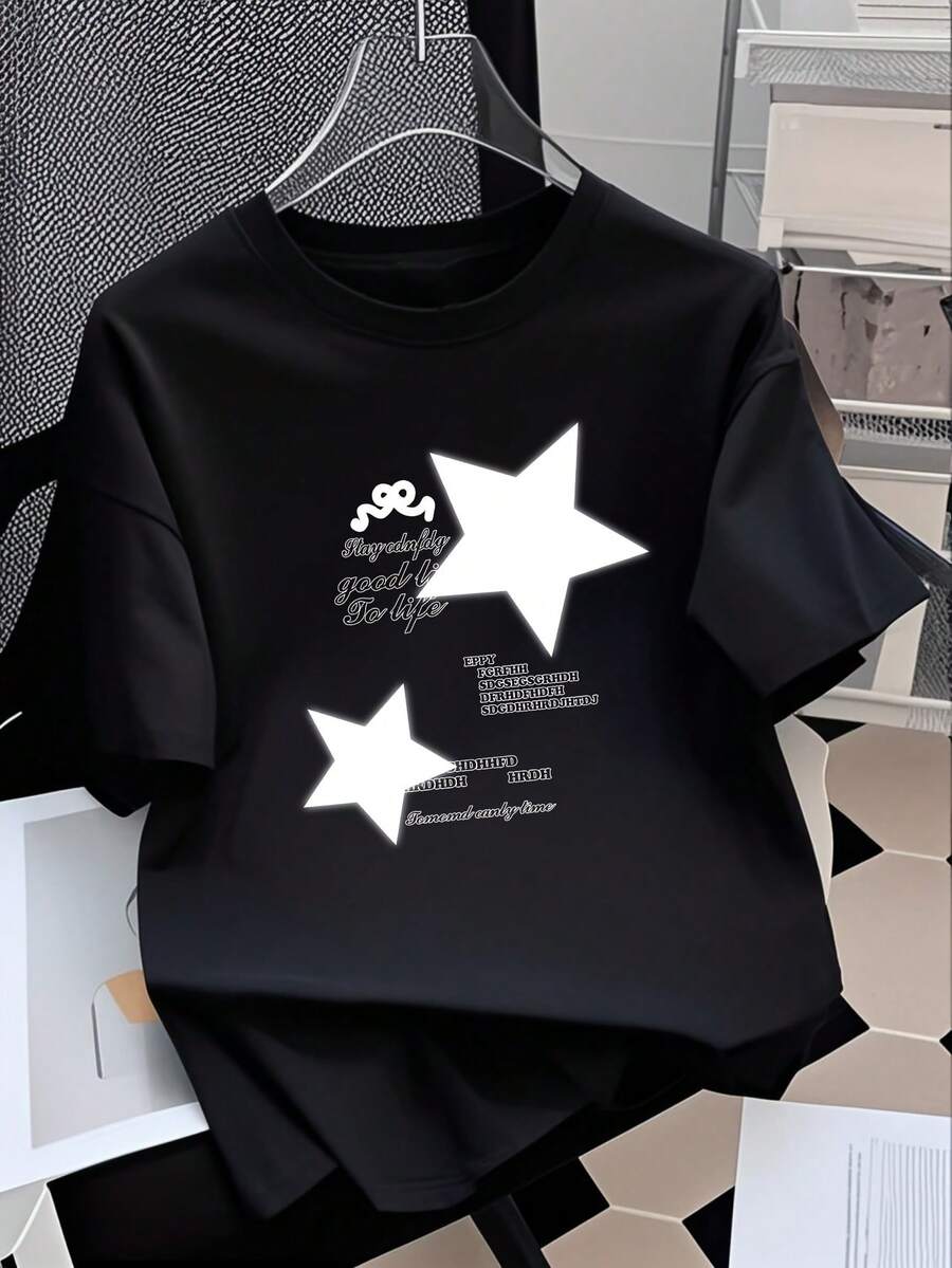 Summer Short-Sleeved T-Shirt, Fitted Design, Sheer Undershirt #3333 - 黑色 - 查看 1