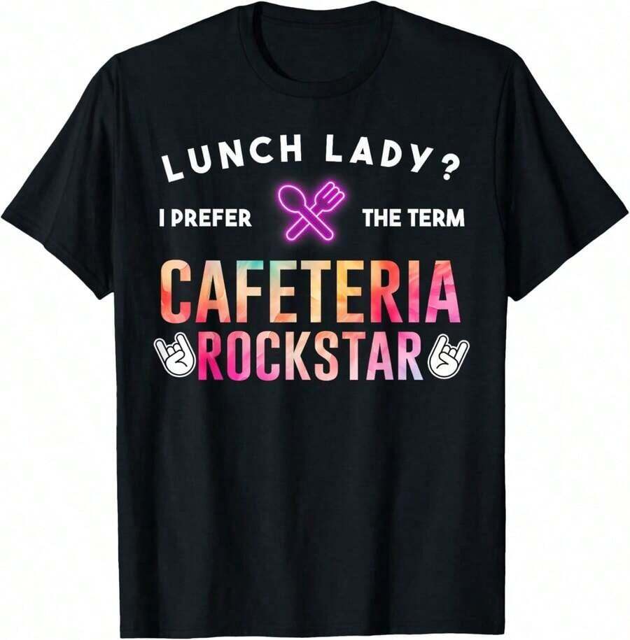 GiftGiftLunch Camiseta de Trabajadora de Cafetería con Moño Desordenado SoftSoft - Negro 16 - Ver 1