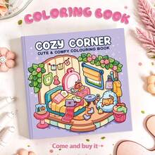 [Stress Relief Hand-Drawn] Cozy Corner Healing Relaxation 24-Page Coloring Book | Beginner Tracing + Stress-Relieving Doodles, Coloring Book For Adults And Teens, Simple Yet Large Relaxation Designs, Cute Animal Characters To Relieve Stress, Thick And Opaque, Suitable For Stationery, School Supplies, Perfect Gift For Girls, Wedding Season, Mother's Day - Cozy Corner - View 2