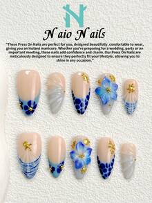 NAIO Bộ 10 móng giả dán thủ công, phong cách Y2K cá tính, kiểu Pháp, kiểu gel, kiểu hoa, kiểu biển, họa tiết vỏ sò xanh dương, trang trí hoa 3D nổi và đinh tán vàng. Thích hợp cho phụ nữ và bé gái, dự tiệc, đi nghỉ mát và sử dụng hàng ngày. Kèm bộ dụng cụ, món quà tuyệt vời cho móng tay của phái nữ. Có 3 kích cỡ: hình hạnh nhân, hình vòm, hình quan tài. - Nhiều màu - Xem 19