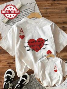 [Double-Sided Printing] Simple Design With Creative Elements. I Can Print Any Text I Want. Pure Cotton Short-Sleeved Printed T-Shirt With A Round Neck. Summer T-Shirt. - White - View 1