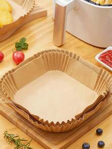50/100pcs Square Disposable Air Fryer Liners, Specialized Paper Pads For Home Use, Heat Resistant Oil Absorbing Paper Mats For Food, For Baking Tray, Microwave And Oven, Essential Kitchen Tool - Multicolor - View 6