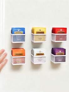 1 Stück weiße wandmontierte Mesh-Aufbewahrungsbox ohne Bohren, perforierte Mesh-Ablauf- und atmungsaktive wandmontierte Aufbewahrungsbox, zum Aufbewahren von Gewürzpäckchen, Teebeuteln, Kaffeebeuteln und kleinen Artikeln, modisch, einfach und platzsparend, für Kühlschränke, Badezimmer, Schminktische, Büros und Klassenzimmer - Weiss - Übersicht 10