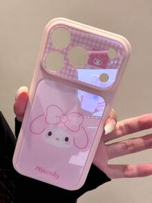 SANRIO Korean Cute Plaid Melody Glass Phone Case, Instant Large View Anti-Drop Lens Full Coverage Protective Shell, Suitable For IPhone 17/17Air/17Pro/17Promax, 16/16Plus/16Pro/16Promax, 15/15Plus/15Pro/15Promax, 14/14Plus/14Pro/14Promax, 13/13Pro/13Promax, 12/12Pro/12Promax, 11/11Pro Max, Dust-Proof, High-Value, Popular - Pink - View 2
