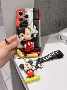 This Disney Mickey Mouse Lanyard Phone Case Is Fully Covered In TPU Material. It's Shockproof, Lightweight, And Compatible With IPhone17/16/11/13/15/15 Plus/15 Pro/15 Pro Max/12/14 Pro Max/11 Pro Max/12 Pro/12 Pro Max/13. This Phone Case Makes A Popular Birthday Gift Or Business Gift; It's Durable, Stain- And Fingerprint Resistant, And Suitable For Both Men And Women. The Set Also Includes A Mickey Mouse Phone Case And A Mickey Mouse Plush Bracelet. It's A Perfect Gift For Friends And Family. This Stylish Phone Case Is Fun, Lightweight, And Durable. IPhone17 Pro Max Phone Case, Minnie Mouse Phone Case. - 白色 - 查看 1