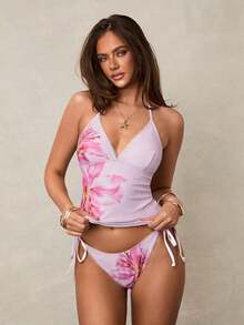 Conjunto de bikini a cuadros de cereza dulce - Rosa 2 - Ver 3