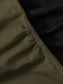 Set de 2 vestidos mini de manga corta y cuello redondo, de punto de unicolor casual, para mujeres - Verde militar - Ver 8