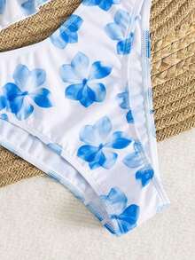 Conjunto de bikini sexy con tirantes de espagueti y estampado aleatorio para mujeres 2026, conjunto de verano, elegante, Día de San Valentín, playa, vacaciones, casual, único, conjunto de verano, conjunto de vacaciones de verano, primavera, conjunto de Día de San Valentín para mujeres, carnaval - Multicolor 2 - Ver 4