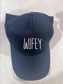 女士“WIFEY”印花马尾辫棒球帽，可调节高马尾辫丸子头凌乱发型帽，开口可调节休闲帽，适合日常街头穿着 - 彩色 - 查看 6