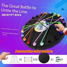 Desafío de hacer nudos, Desafío de nudos de cuerda, Juego de competencia de pensamiento lógico con nudos de cuerda, Juego interactivo educativo para entretenimiento familiar, Regalo para fiestas y vacaciones - Multicolor - Ver 15