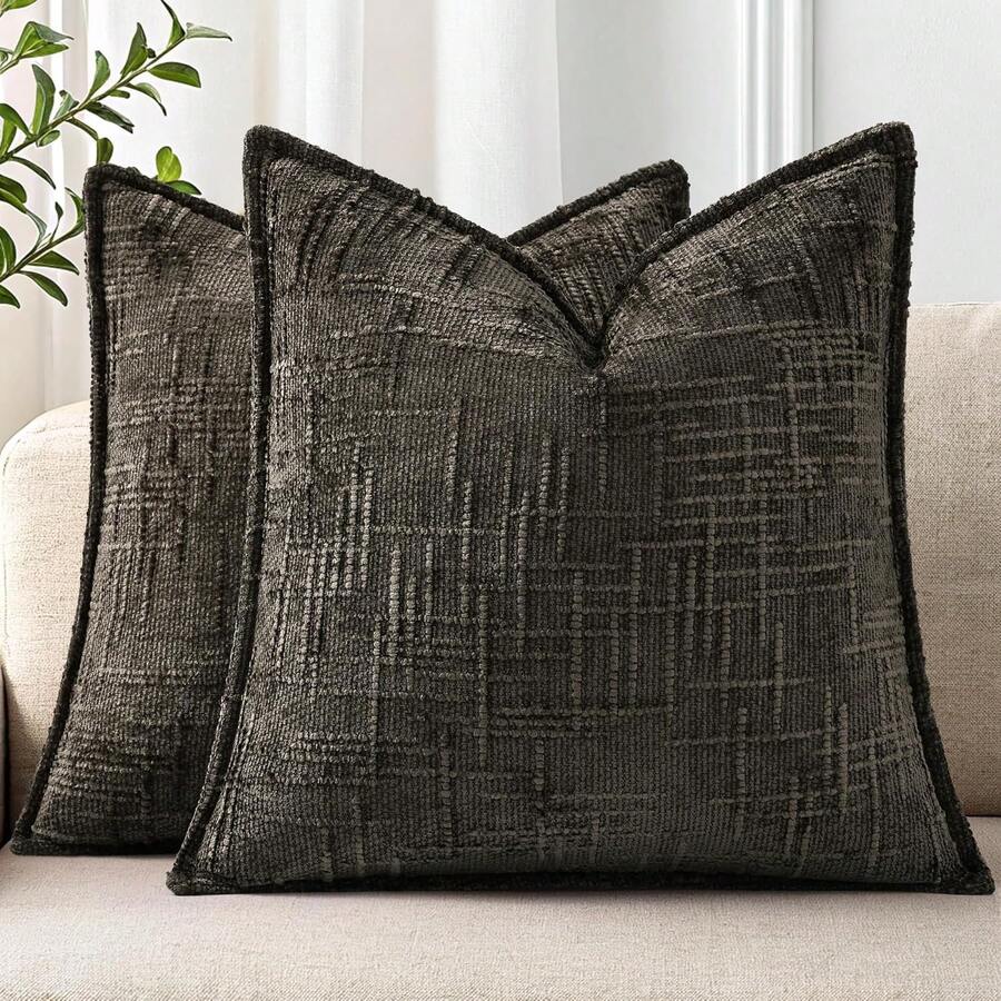 1pc Velour Fabric Spring Autumn Winter Decorative Pillow Cover Soft Sofa Cushion Cover (Without Insert), Home Bedroom Throw Pillow - Coffee Brown - View 1