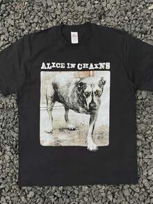 Alice en C1Adenas T1S1Hirt perro de 3 patas Vintage Band S1Hirt. - Negro - Ver 2