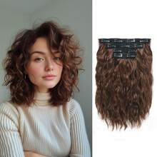 Extensiones de cabello rizado corto de 12 pulgadas, set de 4 piezas, adecuadas para uso diario para añadir volumen - Multicolor - Ver 15