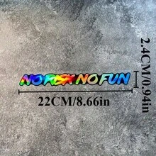 1pc No Risk No Fun Car Sticker, Waterproof Vinyl Letter Decal Suitable For Car Windows, Motorcycle Side Panels/Fuel Tank/Helmet, Bicycle Frame/Top Tube, Great Easter Gift - A - View 2