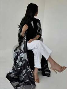 Mẫu Abaya Hồi giáo dáng rộng, thoải mái, kín đáo, in họa tiết vàng ánh kim, hàng mới về năm 2026, thiết kế cổ điển đa năng dành cho phụ nữ, phù hợp cho mọi mùa. - Nhiều màu - Xem 8