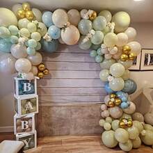 60 de baloane gri, verzi, albastre și aurii, include confetti auriu de 30 cm, potrivite pentru nunți, zile de naștere, petreceri burlăcițe, botezuri pentru bebeluși, petreceri în grădină și multe altele - Vizualizare 5