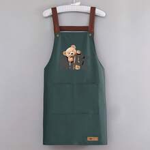 Waterproof And Oil-Resistant Kitchen Apron, Fashionable Korean Style Adult Cooking/Work Bib Apron - A Green - View 2