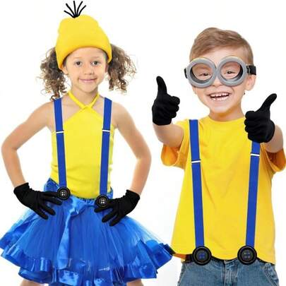 5pcs Little Yellow Hat Dress Up Set Role Playing Hairy Hat God Thief Daddy Dress Up Cosplay Props (Stochastic Style)
