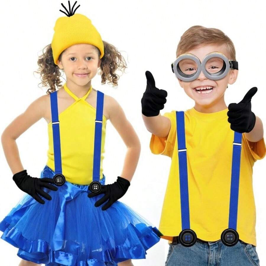 5pcs Little Yellow Hat Dress Up Set Role Playing Hairy Hat God Thief Daddy Dress Up Cosplay Props (Stochastic Style) - Multicolor - View 1