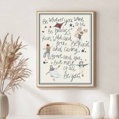 1pc Girlhood Poem Art Print, Sketched Decor, Be You Poem Print, Watercolor Wall Art, Festival Gift, The Ideal Gift For Friends, Bedroom Art Print, Living Room Decor, Office Decor, Kitchen Decor, Bathroom Decor, Wall Arts, Wall Decor, Home Decor, Room Decor, Canvas Wall Art, Posters, Wall Art With Frame, Optional Frame ﻿