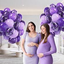 56pcs/28pcs Set 10inch/12inch Deep Purple, Macaron Purple, Light Purple, Metallic Purple, Purple Foil & Sequin Latex Balloon Arch Kit, Premium Latex Balloons, Suitable For Birthday, Baby Shower, Wedding, Bridal Shower, Anniversary, Bachelorette Party Decoration - Multicolor - View 6