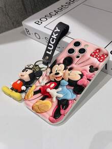 This Disney Mickey Mouse Lanyard Phone Case Is Fully Covered In TPU Material. It's Shockproof, Lightweight, And Compatible With IPhone17/16/11/13/15/15 Plus/15 Pro/15 Pro Max/12/14 Pro Max/11 Pro Max/12 Pro/12 Pro Max/13. This Phone Case Makes A Popular Birthday Gift Or Business Gift; It's Durable, Stain- And Fingerprint Resistant, And Suitable For Both Men And Women. The Set Also Includes A Mickey Mouse Phone Case And A Mickey Mouse Plush Bracelet. It's A Perfect Gift For Friends And Family. This Stylish Phone Case Is Fun, Lightweight, And Durable. IPhone17 Pro Max Phone Case, Minnie Mouse Phone Case. - trắng - Xem 5
