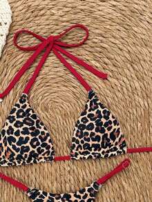Conjunto de bikini de rayas coloridas y sexy para primavera/verano 2026, traje de baño de estilo minimalista de tres puntos para mujeres jóvenes - Multicolor 9 - Ver 5