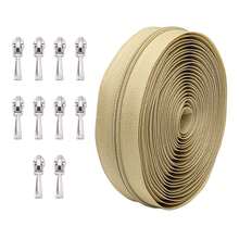 5 Yards Nylon Zipper With 10pcs Silver Zipper Pulls, 3# Zipper Suitable For Home Sewing DIY Zipper Replacement - 3NL+Xp - View 12