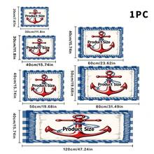 1 pieza Estera de secado de platos, Estera para máquina de café, Cuadros azules y blancos con ancla roja y cuerda en estilo náutico, Estera de drenaje adecuada para mesa de comedor y cafetería, Buena absorción de agua, Estera de drenaje multiusos, Regalo para el hogar, Decoración de escritorio - XYLSD-327 - Ver 14