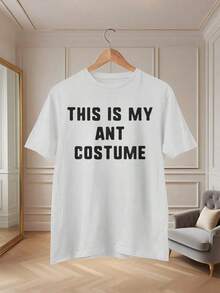 Funny Women's T-Shirt With The Phrase "This Is My Ant Costume" - Loose Fit, Casual Ant-Themed Outfit For Halloween, With Ant Patch, Comfortable All-Season T-Shirt, Ideal For Costume Parties And Casual Wear, Machine Washable (Adult) - 白色 - 查看 4