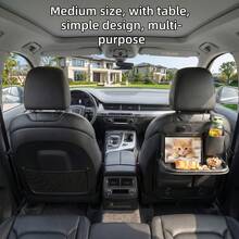 Bolsa de almacenamiento para respaldo de asiento de automóvil de cuero PU con bandeja/escritorio plegable, organizador multibolsillo para el respaldo del asiento con soporte para tableta/computadora portátil y portavasos, protector de respaldo de asiento universal, adecuado para SUV y sedán, accesorio de viaje para automóvil, regalo - Múltiples estilos - Ver 10