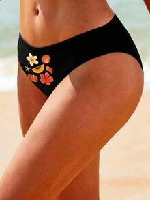 Women's Sweet Blueberry Print Triangle Bikini Bottom, Pool Swim Bottom - màu đen - Xem 4