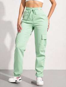Women Jogger Pants Pantalones Mujer Relax Fit Elastic Cuff Streetwear Trousers - Verde - Ver 3