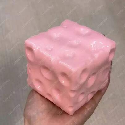 Jumbo Cheese Cube Stress Ball Big Cheese Shapeable Squeeze Ball Non-Bounce Fidget Toy ASMR Sensory Anti-Stress