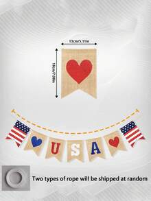 1/3件装美国国旗装饰品，7月4日独立日爱国三角旗花环，带有美国国旗和心形图案，适用于壁炉、家居、派对装饰，红白蓝条纹 - USA日拉旗 - 查看 2