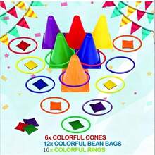31pcs/29pcs Juego de Lanzamiento de Aros al Aire Libre, Equipo de Entrenamiento de Integración Sensorial, Juego Multijugador para Fiestas Festivas - Multicolor - Ver 7